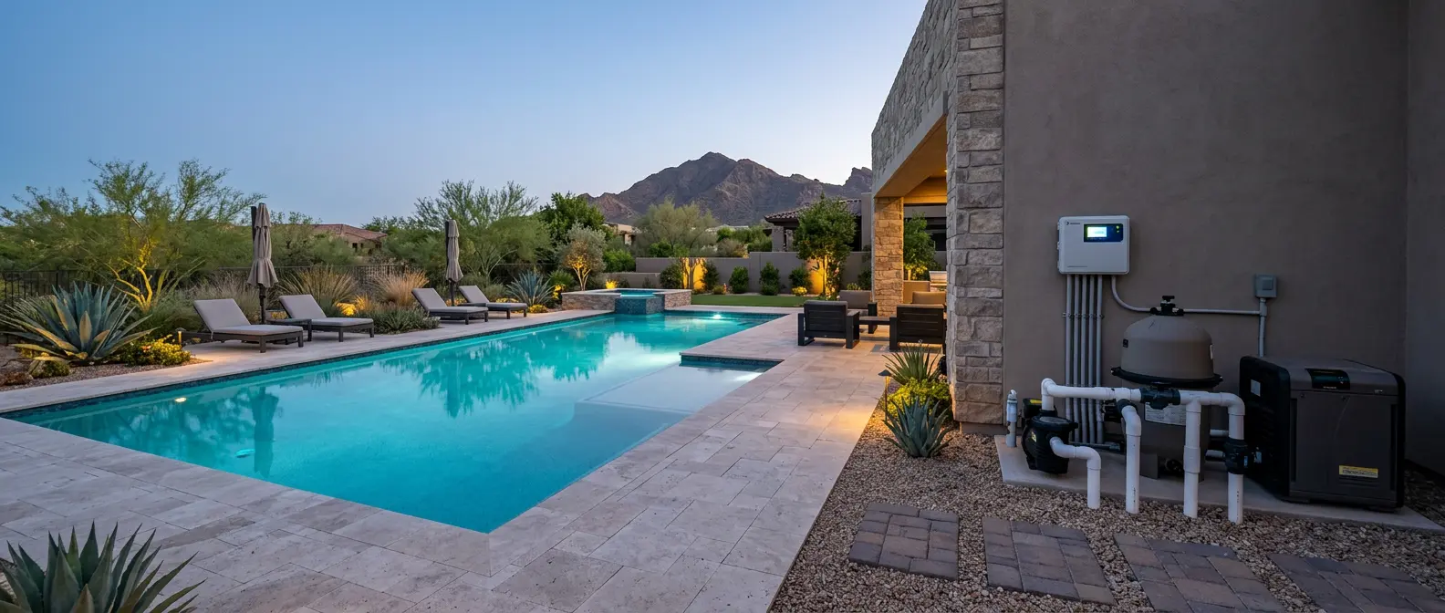 Clean Arizona swimming pool maintained for ongoing outdoor living