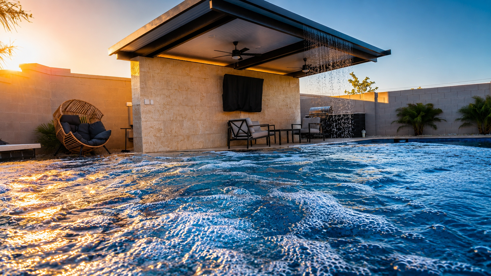 Luxury custom Arizona swimming pool and outdoor living project by Build With You Pools